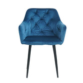 Hectarul - Pachet 3+1 Scaun tip fotoliu living/ dining albastru, tapiserie catifea, cadru metalic, fix, Velvet Old